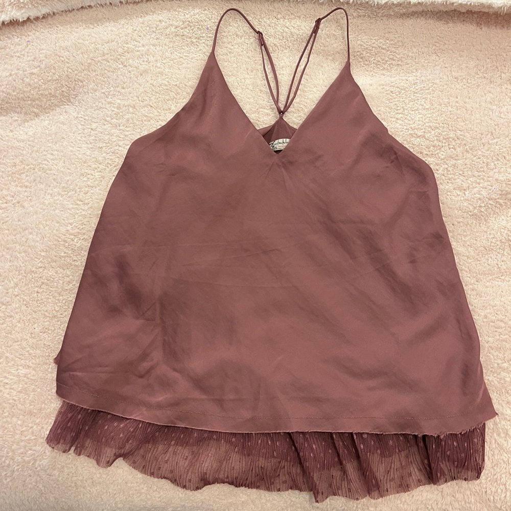 Free People Satin Tulle-Bottom Cami
